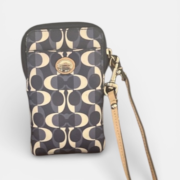 Coach Other - Coach Navy and White Patterned Phone Wristlet